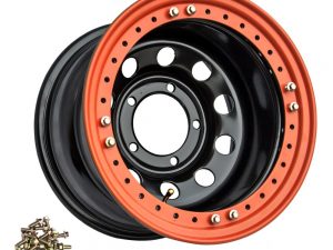 Диск усиленный УАЗ ORW штампованный стальной черный 5x139,7 10xR15 d110 ET-44 с бедлоком (оранжевый). Артикул:1510-53910BL-44 BD-O