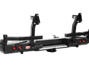 Бампер РИФ силовой задний для ГАЗ Соболь с квадратом под фаркоп, 2-мя калитками, фонарями, подсветкой номера стандарт