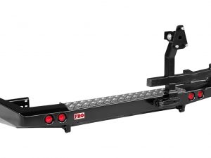 Бампер РИФ силовой задний УАЗ Патриот 2015+ c фонарями и калиткой без фаркопа, лифт 65 мм. Артикул: RIF063-22250