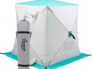 Палатка зимняя PREMIER Куб утепленная 1,8х1,8, бирюза/серый
