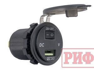 Розетка USB QC 3.0 с вольтметром, 34x37х54