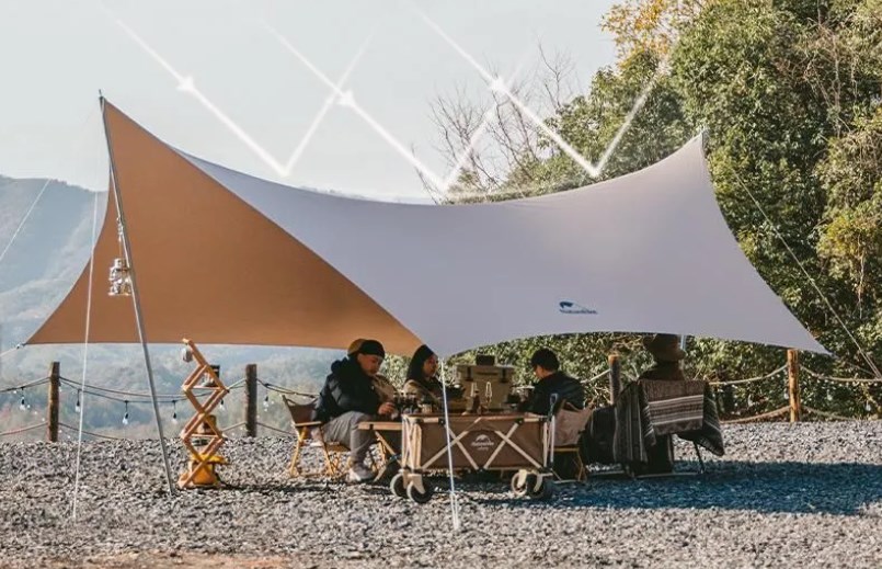 Тент кемпинговый Naturehike Lianyun, алюминиевый каркас, золотистый 690х480 см — изображение 2