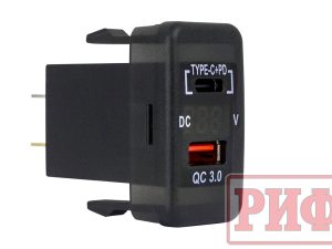 Розетка USB Type C, QC 3.0 с вольтметром для Toyota 40x20