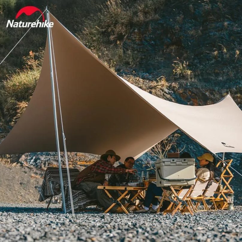 Тент кемпинговый Naturehike Lianyun, алюминиевый каркас, золотистый 690х480 см — изображение 3