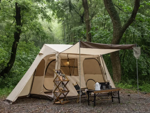 Палатка туристическая Naturehike Village 5.0 4-местная, алюминиевый каркас, снежная юбка, бежевая