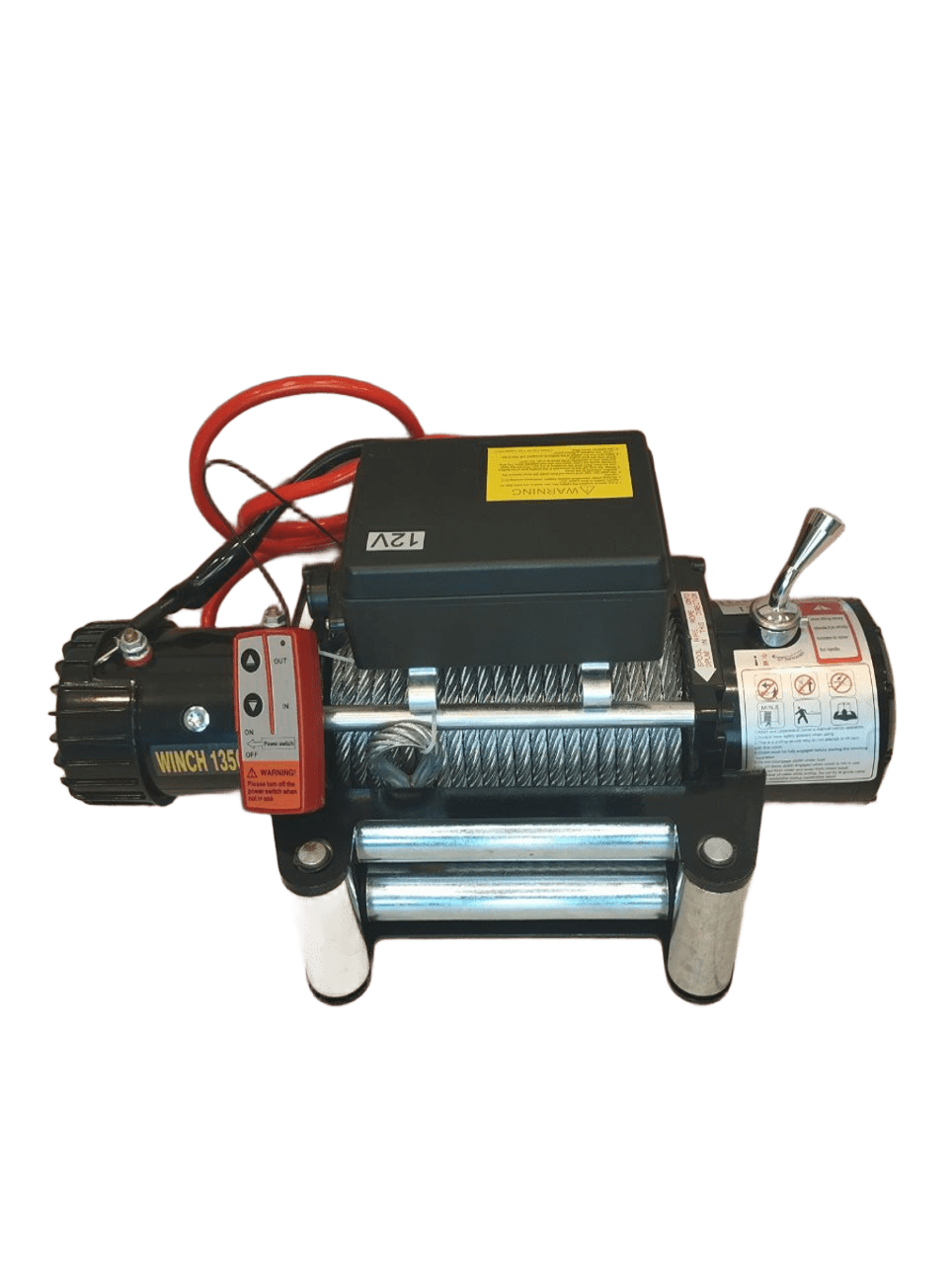 Электрическая автомобильная лебедка со стальным тросом 12V Electric Winch без упаковки