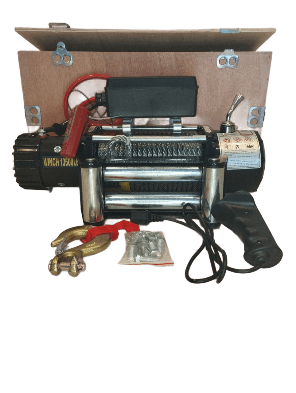 Электрическая автомобильная лебедка со стальным тросом 12V Electric Winch комплектация