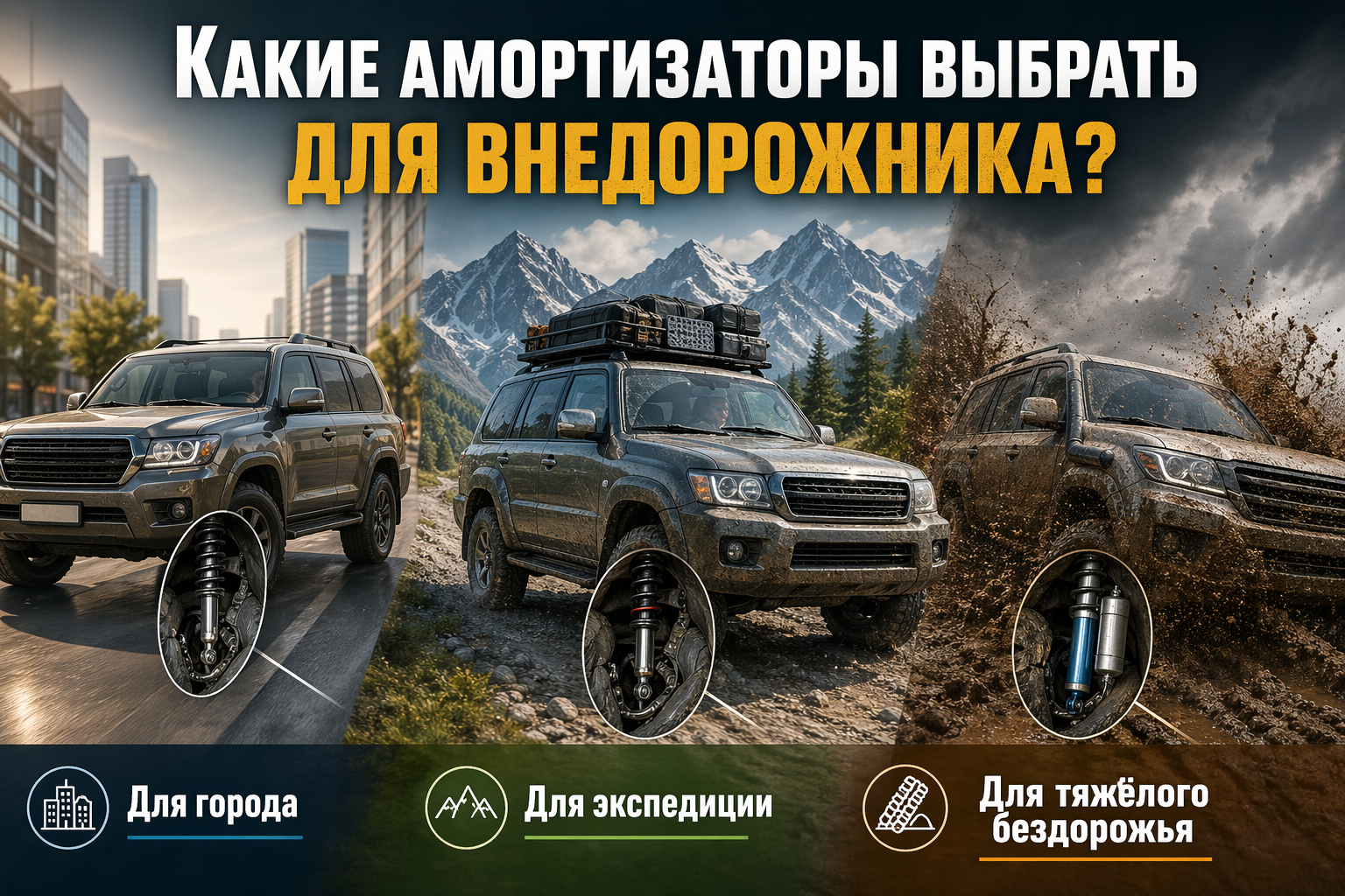 Какие амортизаторы выбрать для внедорожника: для города, экспедиции и тяжёлого бездорожья