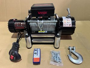 Электрическая автомобильная лебедка со стальным тросом 24V Electric Winch SAVIOR 20000 lbs 9080 кг. Артикул: EWZ20000S24V