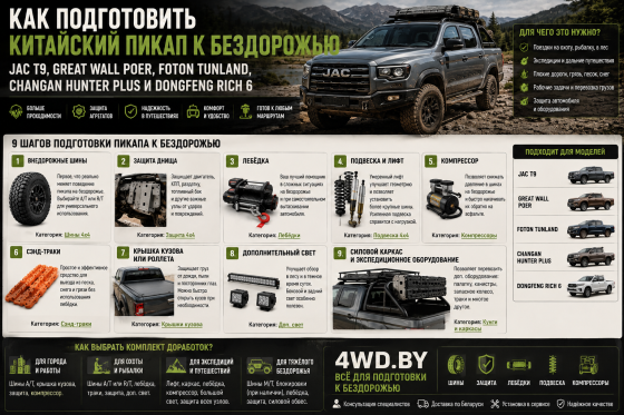 Как подготовить китайский пикап к бездорожью: JAC T9, Great Wall Poer, Foton Tunland, Changan Hunter Plus и другие.